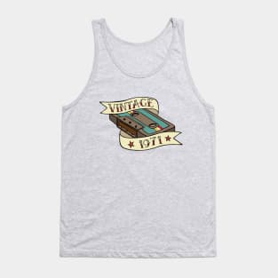 Vintage 1971 Retro Cassette Tape Tattoo Graphic Tank Top